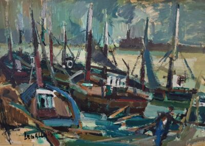 André Legallais (1921-1980) Le Havre le petit port hsp 60x92