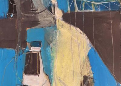 Corti ( 1928 - 2019) la serveuse du grand canal acrylique sur carton, 72,5x60 datée 2001