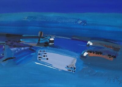 Jacques Boscherel (1944 - 2022) paysage marin gouache datée 19 IX 2019