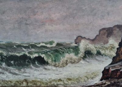 René de Saint- Delis (1876-1958) Etretat la vague 38x61 hst