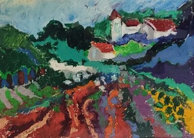 Serge Hanin (né en 1945) paysage pastel à l'huile daté 91