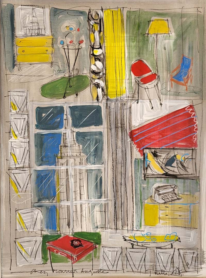 Christian Torelli (né en 1953) Chez Monsieur Perret Acrylique sur papier vue sur Saint-Joseph