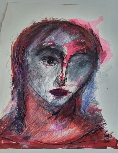 Jean-Yves Gosti (né en 1960) La rouquine technique mixte 37x34 sbd datée 24