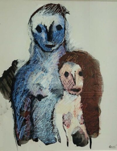 Jean-Yves Gosti (né en 1960) Le couple de 2006 technique mixte 55x47 sbd datée 06