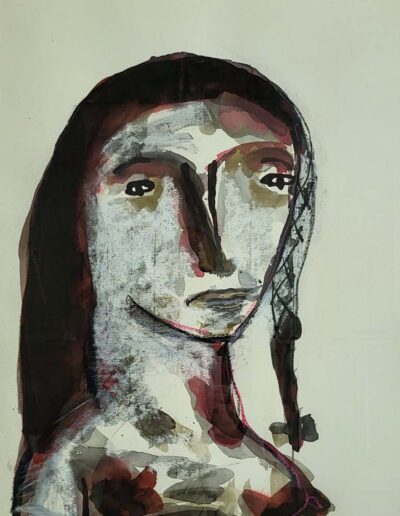 Jean-Yves Gosti (né en 1960) Portrait de jeune fille encre 63x47 sbd datée 24-10-06