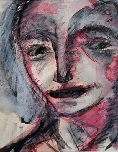 Jean-Yves Gosti (né en 1960) Regard en coin technique mixte 27x33 sbd