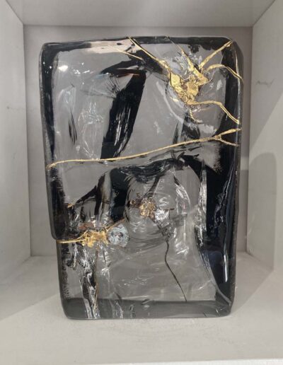 Xavier Carrère (né en 1966) Expression Kintsugi verre clair et or, côté métallisé