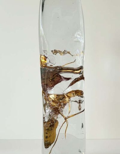 Xavier Carrère (né en 1966) Grand totem Kintsugi verre clair