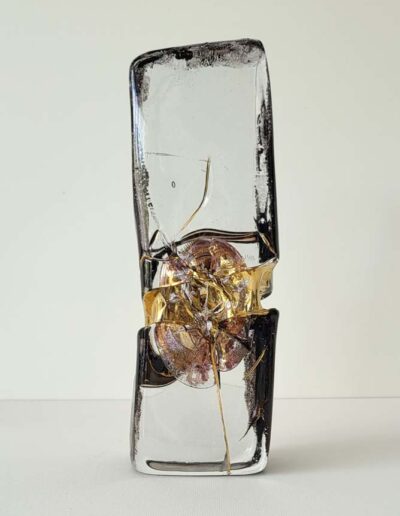 Xavier Carrère (né en 1966) Petit totem Kintsugi, verre clair et métallisé