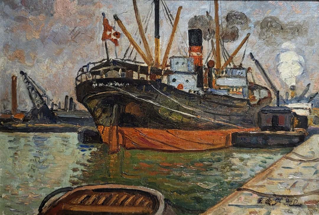 Henri de Saint-Delis le port de Honfleur huile sur toile sbd