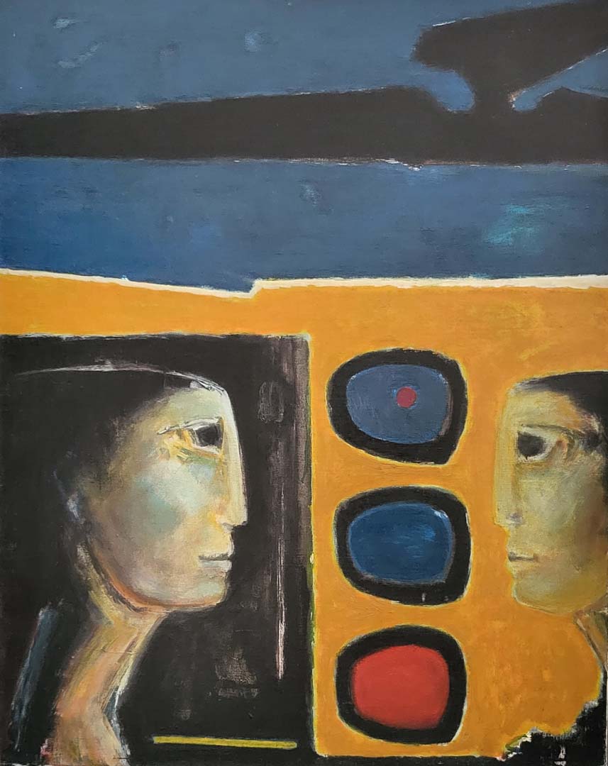 Antonio Guansé (1926 - 2008) Rencontre en ville hst 81x65 datée 1968