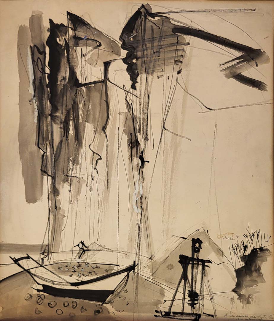 Roger Guerrant (1930 - 1977) falaise (étude) encre et réhaut de gouache datée 52 1200€