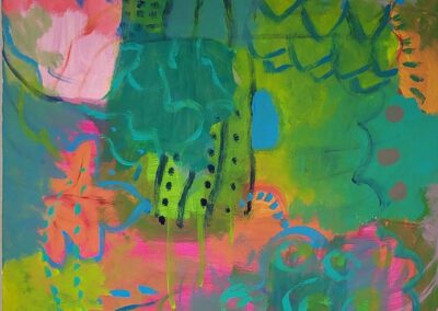 Charlotte Abecassis (née en 1962) Impression acrylique sur toile 100x100 sbg