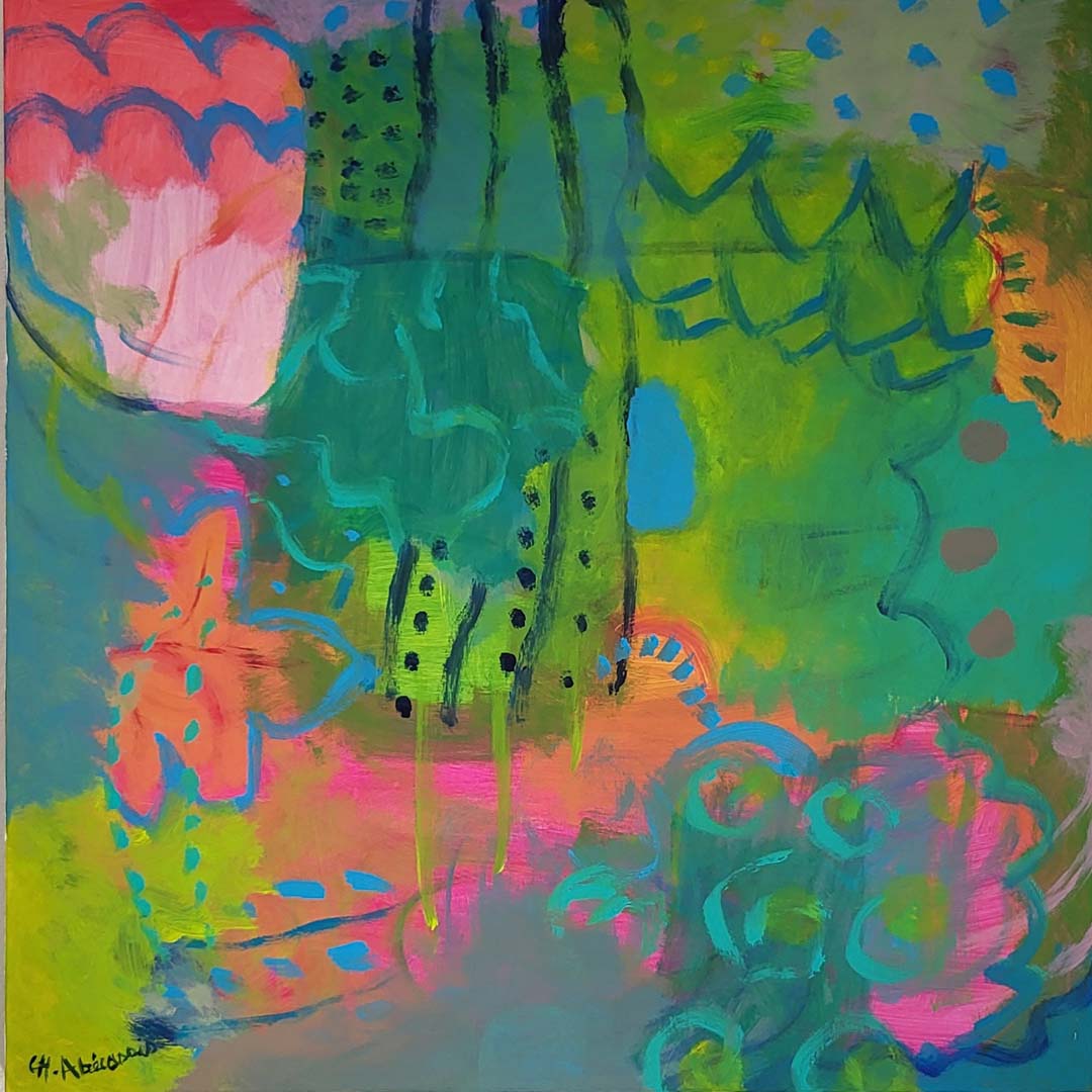 Charlotte Abecassis (née en 1962) Impression acrylique sur toile 100x100 sbg