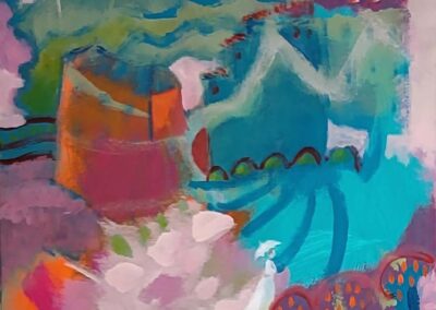 Charlotte Abecassis (née en 1962) Variation sur un jardin 1, avrylique sur toile 40x40 sbg