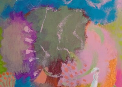 Charlotte Abecassis (née en 1962) Variation sur un jardin 2, avrylique sur toile 40x40 sbg