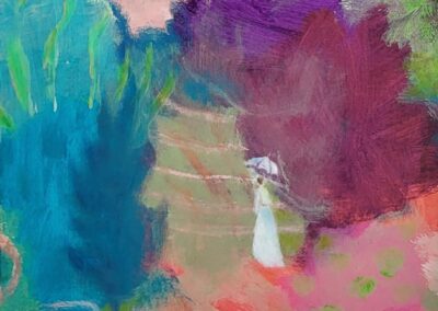 Charlotte Abecassis (née en 1962) Variation sur un jardin 3, avrylique sur toile 40x40 sbg