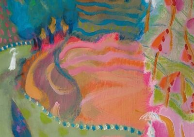 Charlotte Abecassis (née en 1962) Variation sur un jardin 4, avrylique sur toile 40x40 sbg