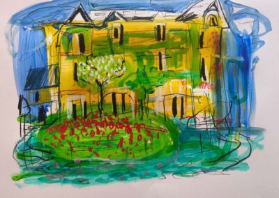 Christian Torelli (né en 1953 Dans le jardin de la Villa le Coteau (hommage)acrylique sur papier 50x65