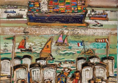 Christophe Ronel (né en 1964) dans le vent de Sainte-Adresse acrylique sur toile 50x50 sbd