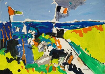 Vincent Derivery (né en 1946) d'après la terrasse à Sainte-Adresse gouache et pastel 80x30 datée 2026