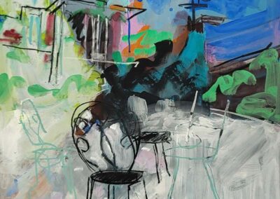 Vincent Derivery (né en 1946) la Villa le Coteau bis gouache et pastel 80x30 datée 2026