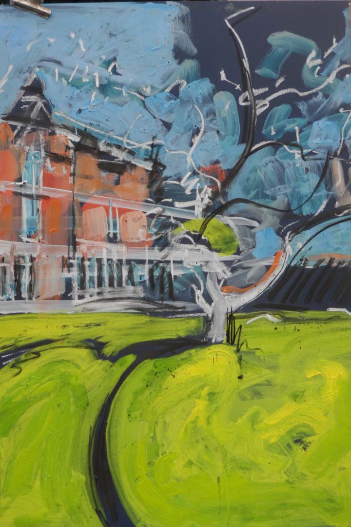 Vincent Derivery (né en 1946) la Villa le Coteau gouache et pastel 80x30 datée 2026