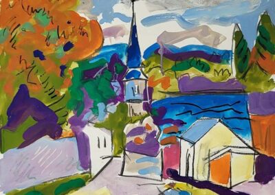 Vincent Derivery (né en 1946)rue de Sainte-Adresse gouache et pastel 80x30 datée 2026