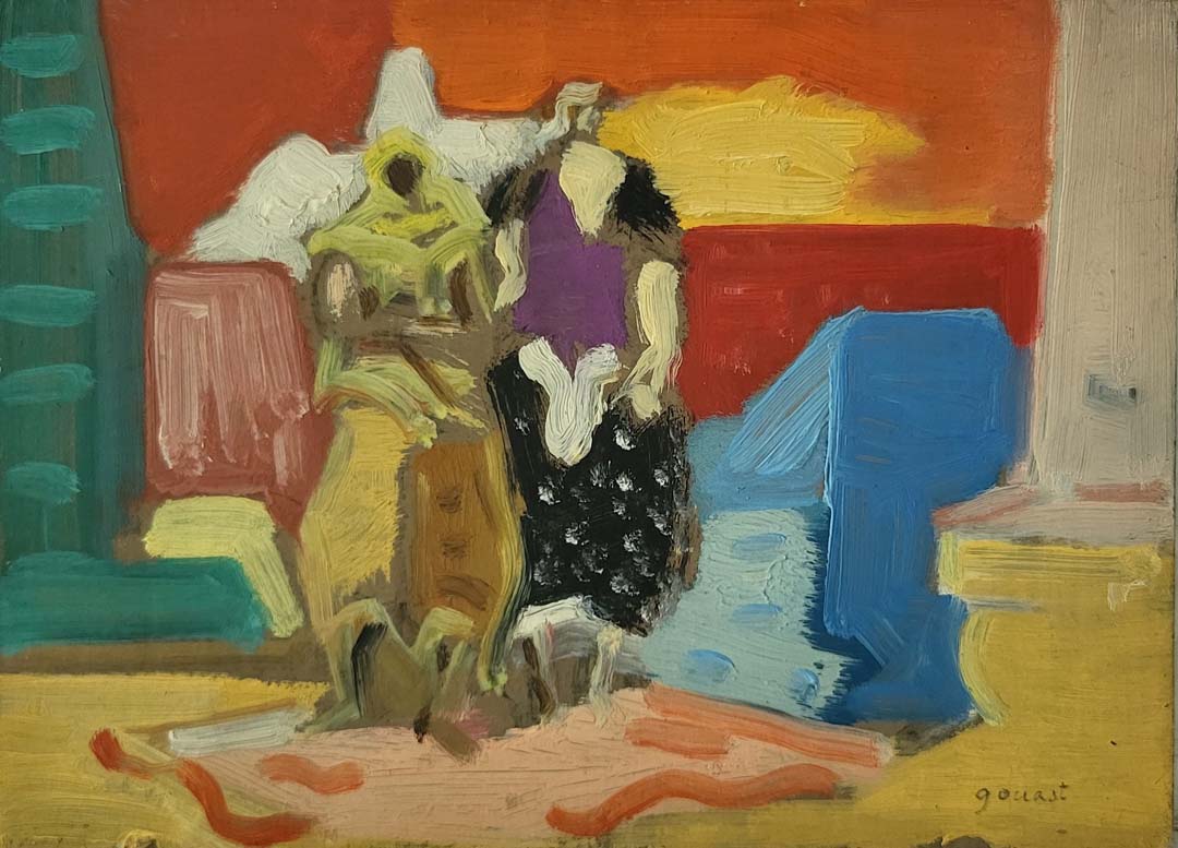 15 René Gouast (1897-1980) Scène Afrique du Nord hsp 16x22 datée 38 ref 38-05-0535