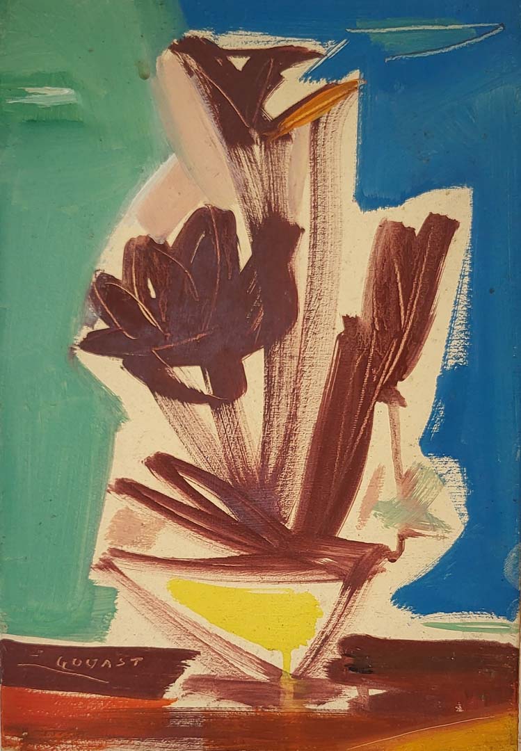 28 René Gouast (1897-1980) Fleurs hsp 27,5x19 datée 57-58 ref 0376 - 343