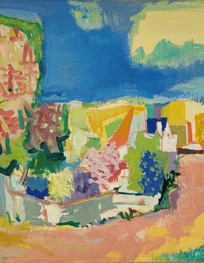 EB4 René Gouast (1897-1980) le village hsp marouflée sur toile 38x46 circa 1960
